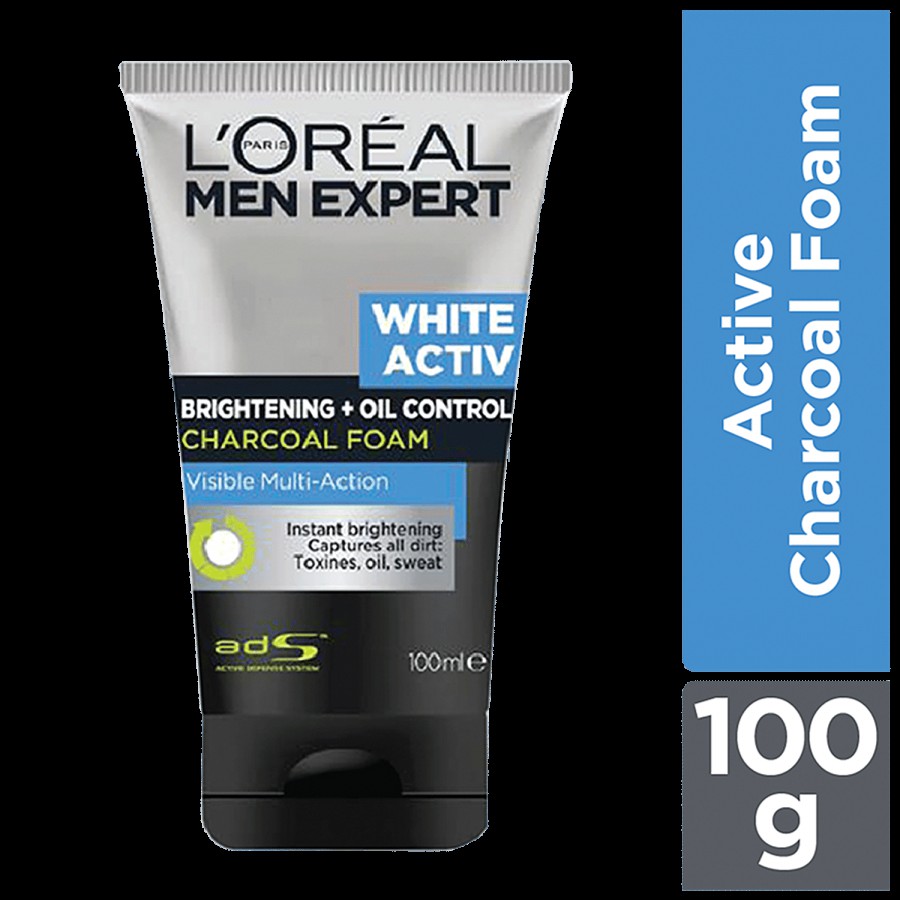 L'Oreal Paris Men Expert White Activ Charcoal Brightening Foam Facewash