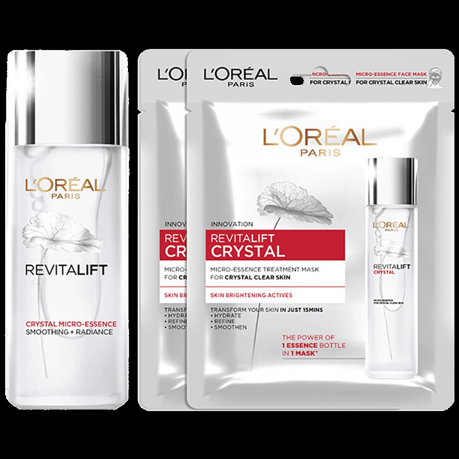 L'Oreal Paris Revitalift Crystal Micro-essence Smoothing & Radiance + Crystal Clear Sheet Mask