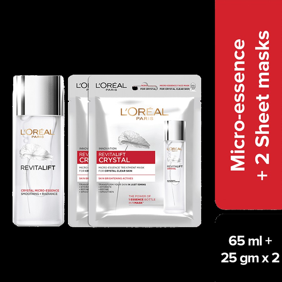 L'Oreal Paris Revitalift Crystal Micro-essence Smoothing & Radiance + Crystal Clear Sheet Mask