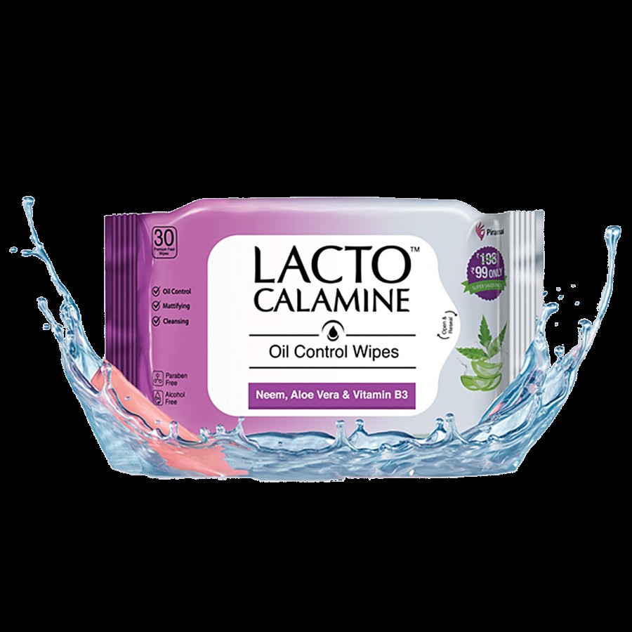 Lacto Calamine Oil-Control Face Wipes - Neem