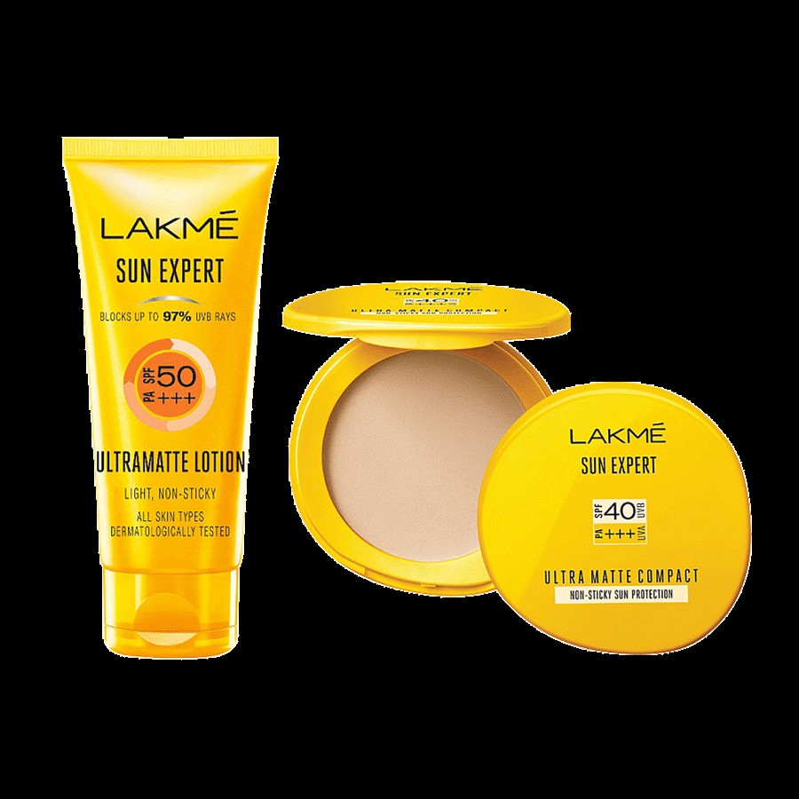 Lakme Sun Expert SPF 50 Ultra Matte Lotion & Ultra Matte SPF 40 PA+++ Compact