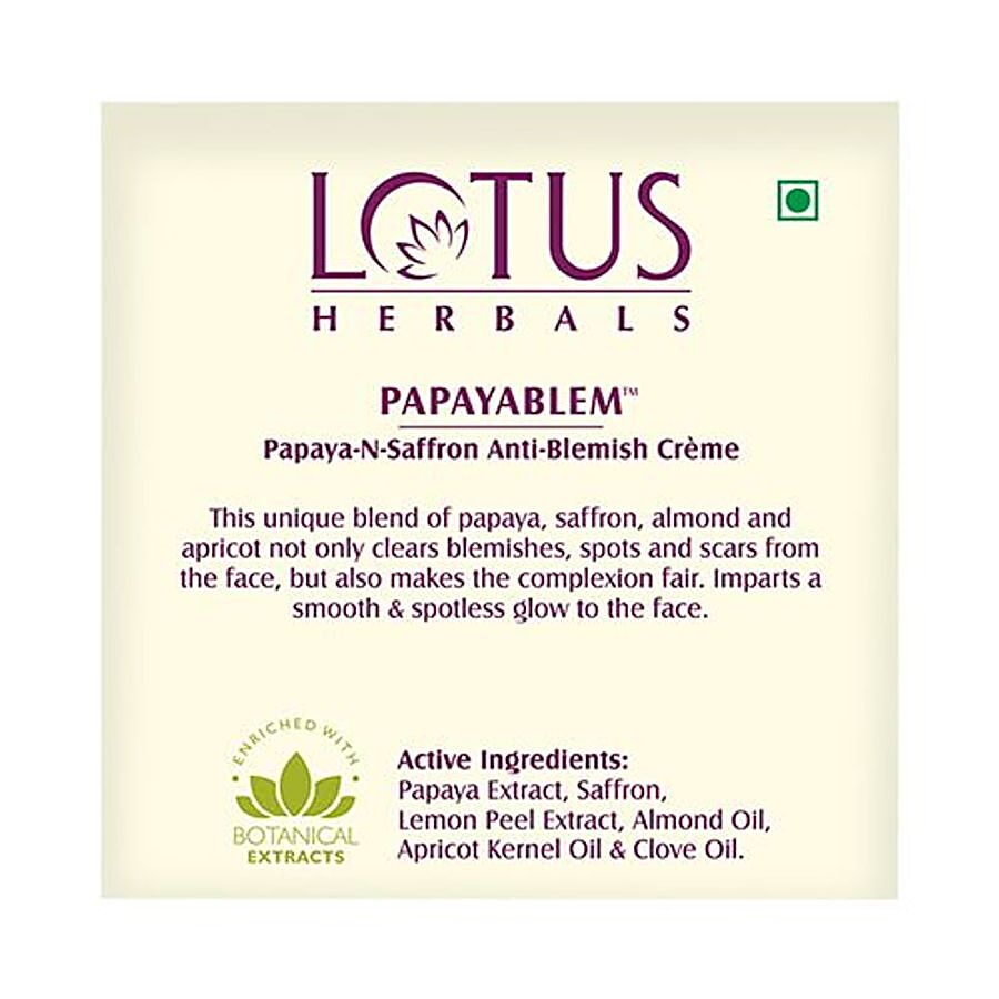 Lotus Herbals Papayablem Papaya-N-Saffron Anti-Blemish Creme