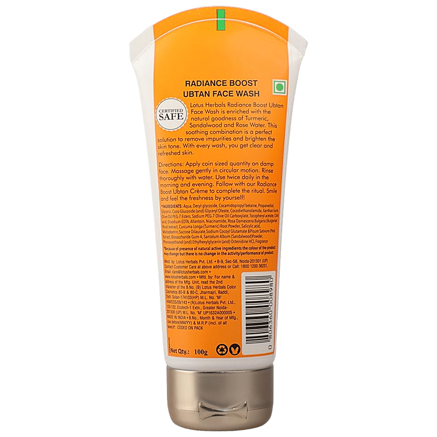 Lotus Herbals Radiance Boost Ubtan Face Wash - Turmeric