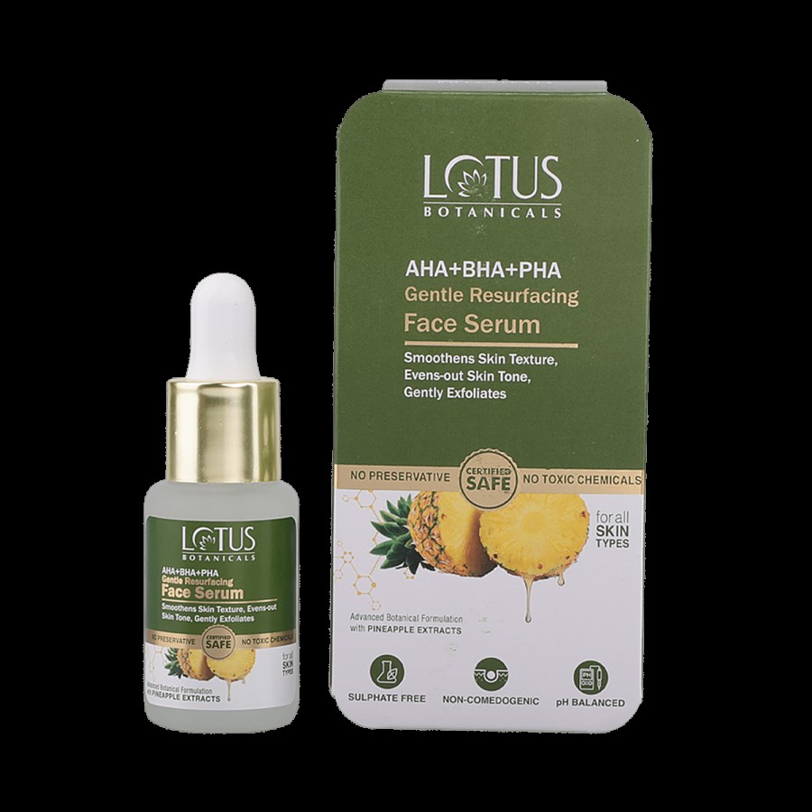 Lotus Botanicals AHA+BHA+PHA Gentle Resurfacing Face Serum - Pineapple