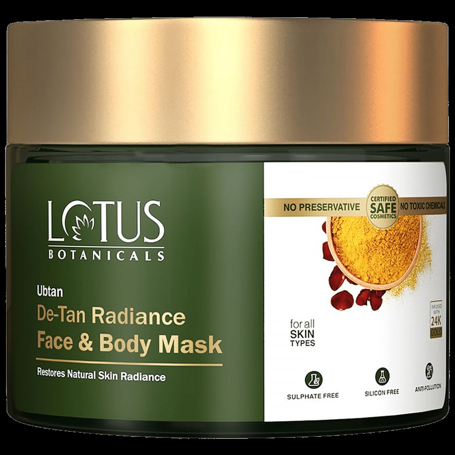 Lotus Botanicals Ubtan De-Tan Radiance Face & Body Mask - Infused With 24K Gold