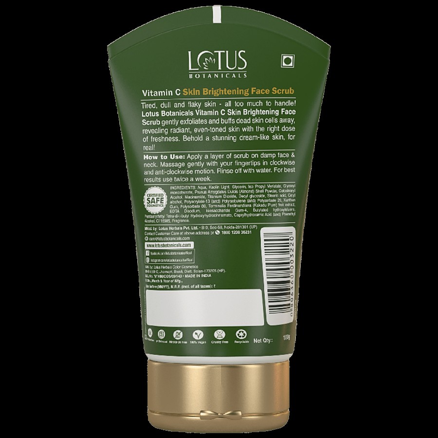 Lotus Botanicals Vitamin C Skin Brightening Face Scrub - Gently Exfoliates