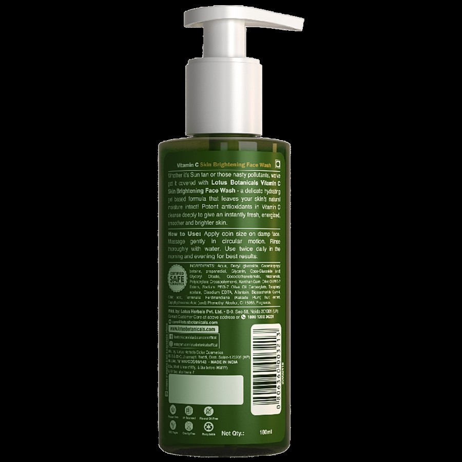 Lotus Botanicals Vitamin C Skin Brightening Face Wash - Deep Cleanses