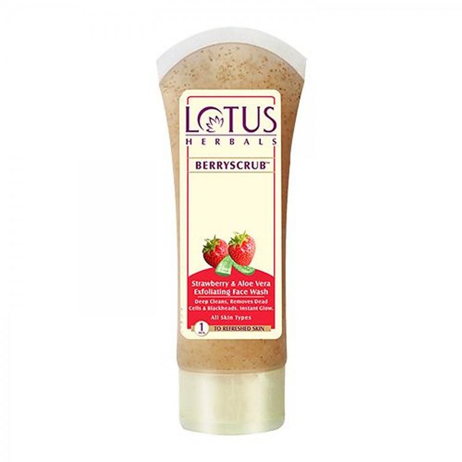 Lotus Herbals Berry Scrub Strawberry & Aloe Vera Exfoliating Face Wash