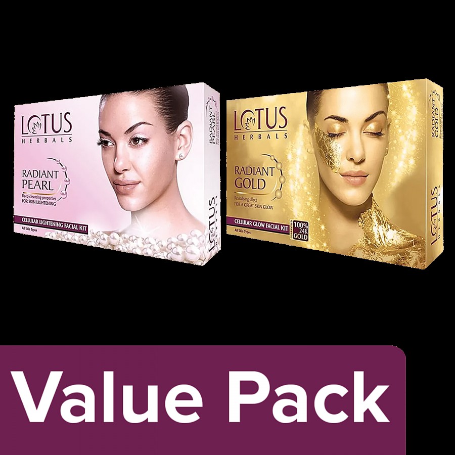 Lotus Herbals Facial Kit - Radiant Gold Cellular Glow Facial Kit + Pearl Cellular Lightening