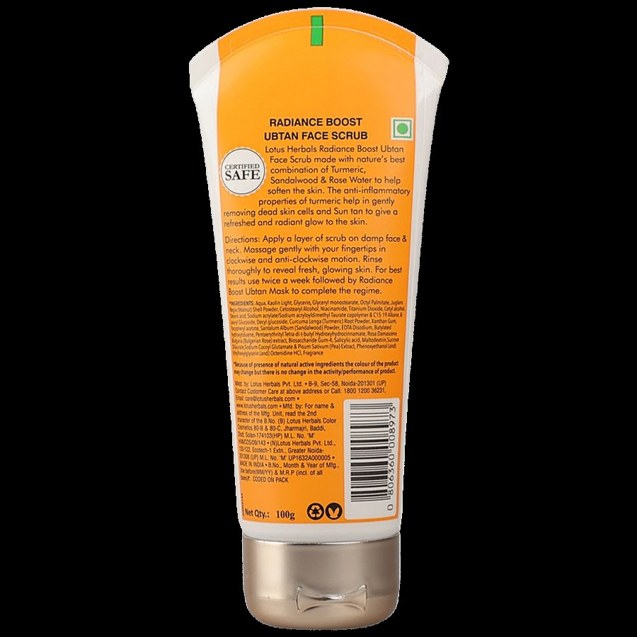 Lotus Herbals Radiance Boost Ubtan Face Scrub - Turmeric