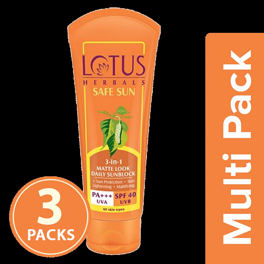 Lotus Herbals Safe Sun 3-In-1 Matte Look Daily Sun Block PA+++ - SPF 40