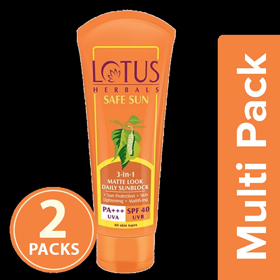 Lotus Herbals Safe Sun 3-In-1 Matte Look Daily Sun Block PA+++ - SPF 40