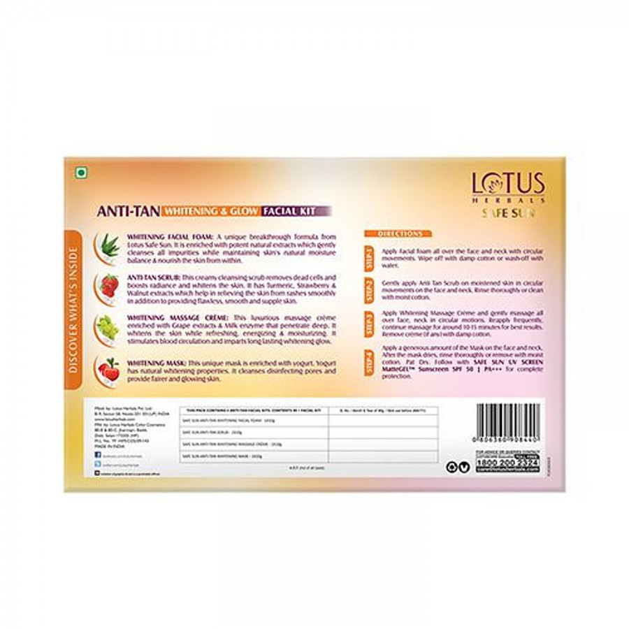 Lotus Herbals Safe Sun Anti-Tan Whitening & Glow Facial Kit