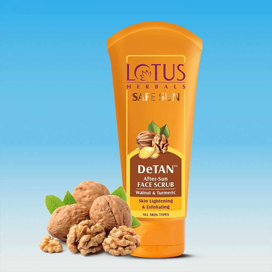 Lotus Herbals Safe Sun Detan After-Sun Face Scrub - Walnut & Turmeric