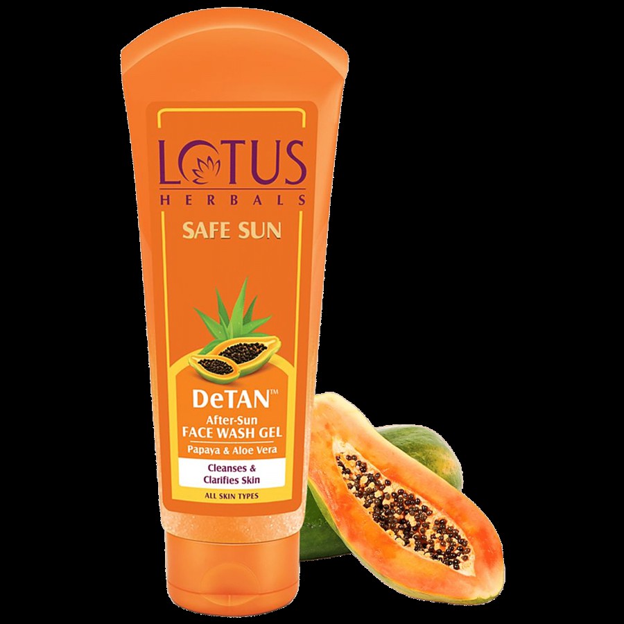 Lotus Herbals Safe Sun Detan After-Sun Face Wash Gel - Papaya & Aloe Vera