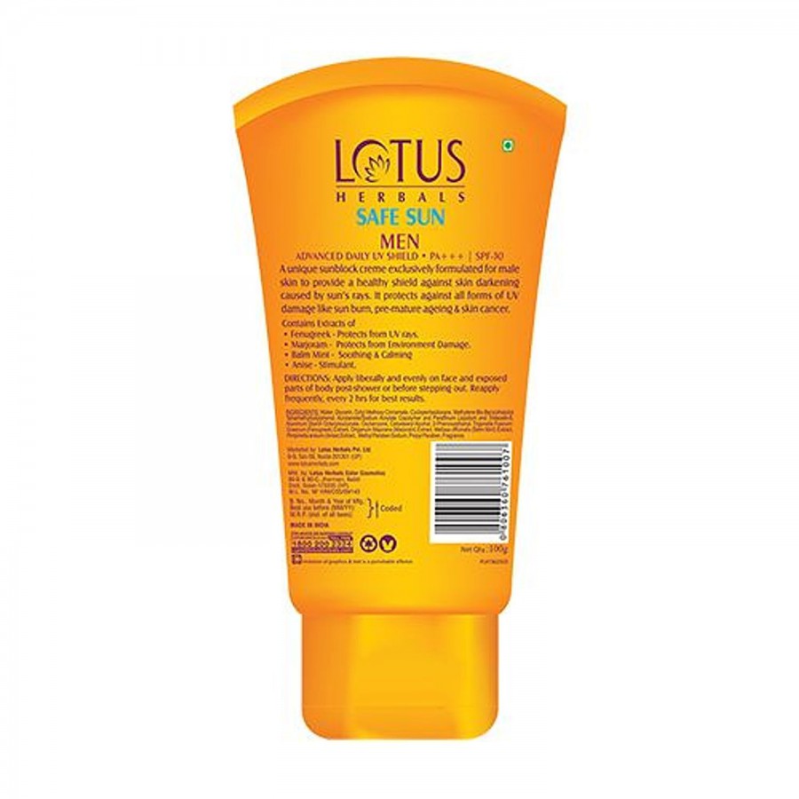 Lotus Herbals Safe Sun Men Advanced Daily UV Shield PA+++ - SPF 30