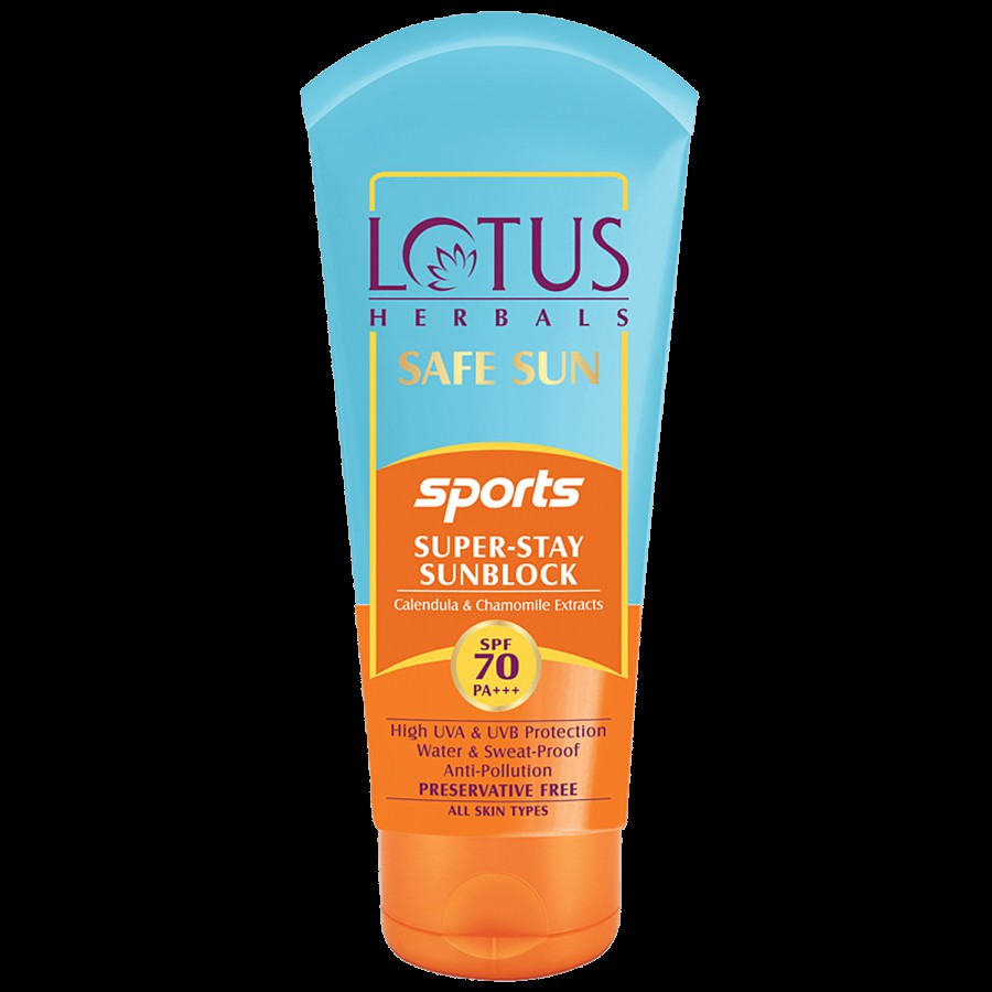 Lotus Herbals Safe Sun Sports Super-Stay Sunblock - SPF 70