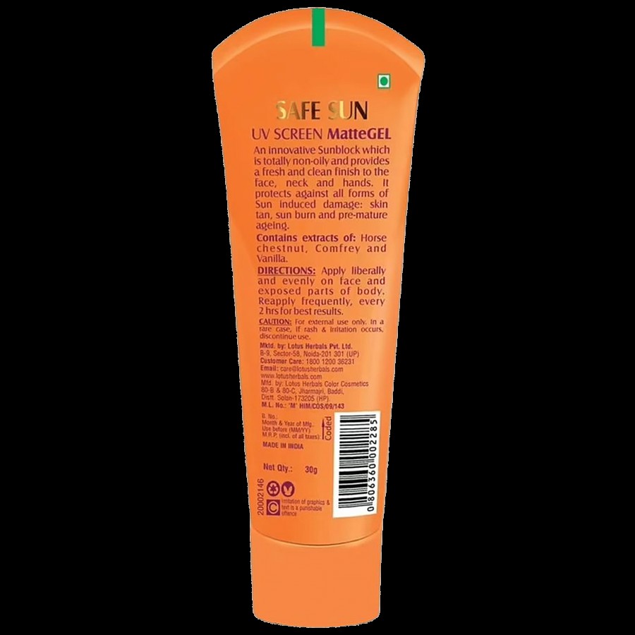 Lotus Herbals Safe Sun UV Screen Matte Gel - SPF 50