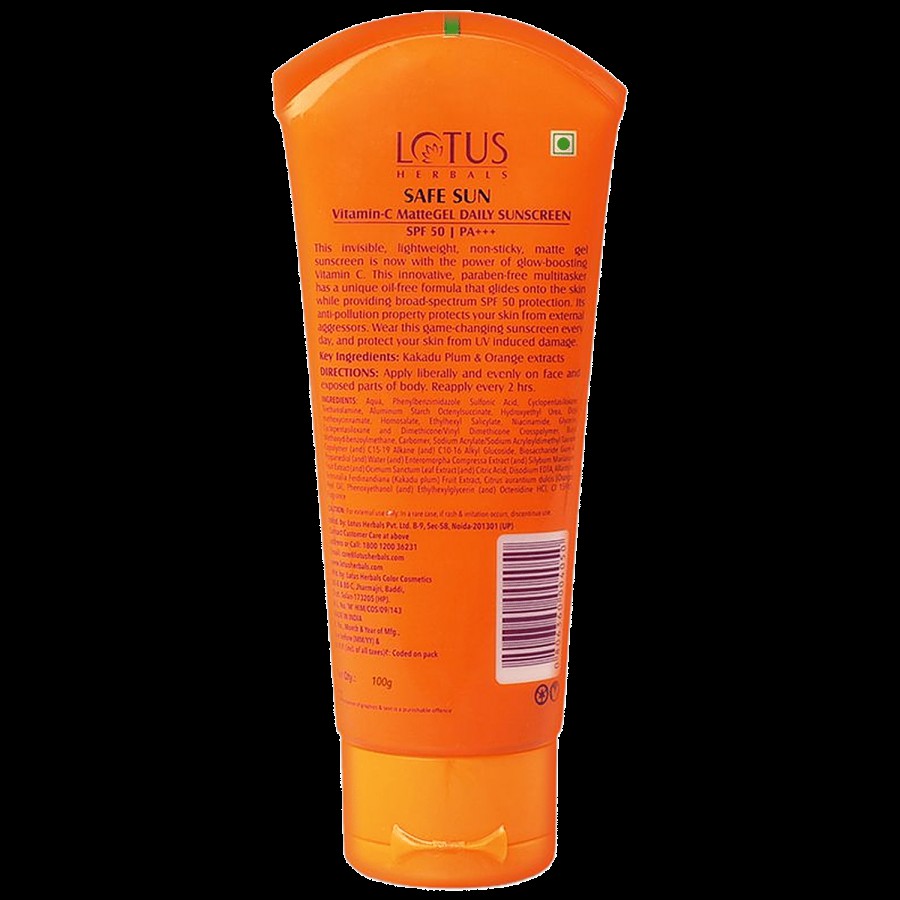 Lotus Herbals Safe Sun Vitamin C Matte Gel Daily Sunscreen - SPF 50