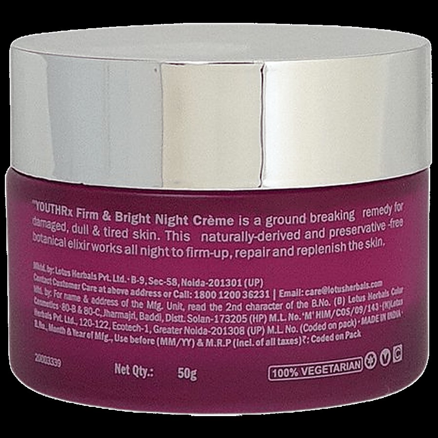 Lotus Herbals YouthRx Firm & Bright Night Creme - Retinol & Vitamin C