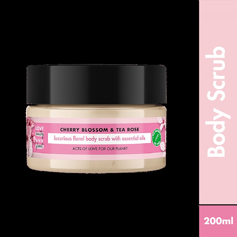 Love Beauty & Planet Luxurious Floral Body Scrub With Essential Oils - Cherry Blossom & Tea Rose