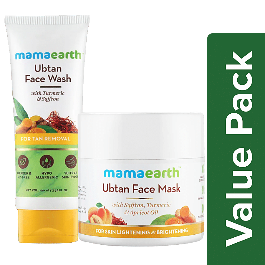 Mamaearth Ubtan Face Wash 100 ml + Ubtan Face Pack Mask 100 ml