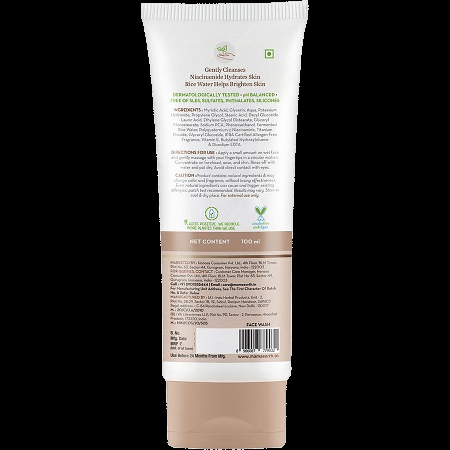 Mamaearth Rice Face Wash - With Niacinamide