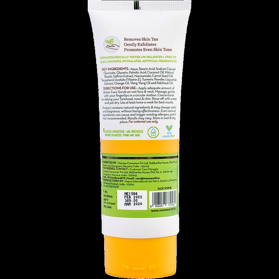 Mamaearth Ubtan Face Scrub With Turmeric & Walnut For Tan Removal