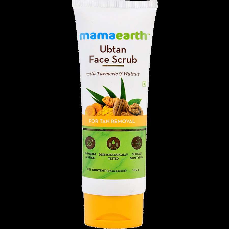 Mamaearth Ubtan Face Scrub With Turmeric & Walnut For Tan Removal