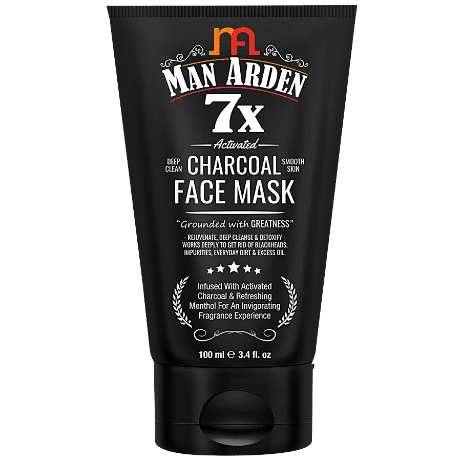 Man Arden 7X Activated Charcoal Face Mask - Infused With Vitamin C & Menthol