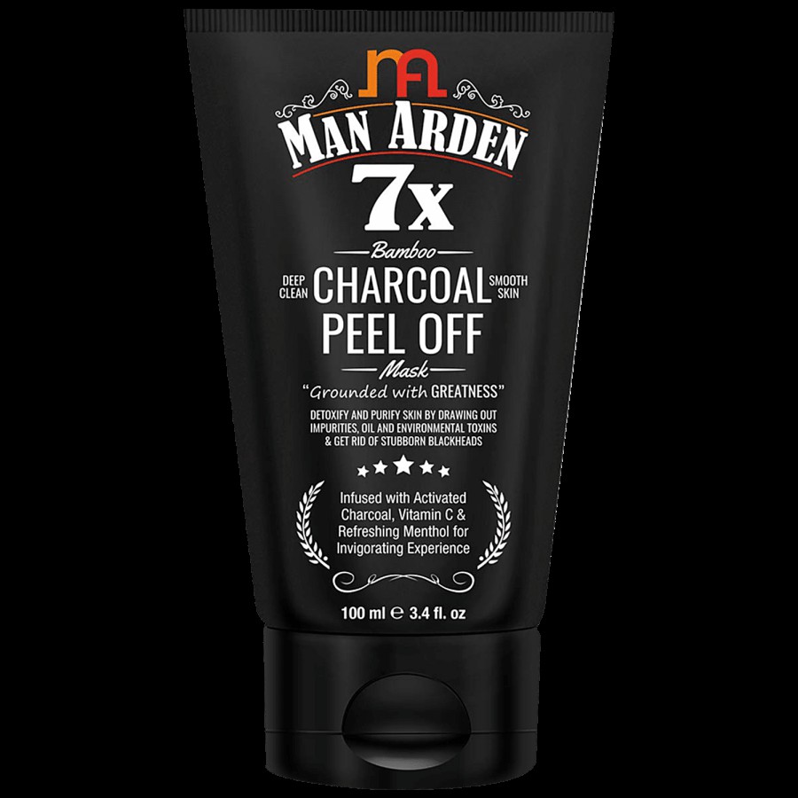 Man Arden 7X Activated Charcoal Peel Off Mask - Infused With Vitamin C & Menthol