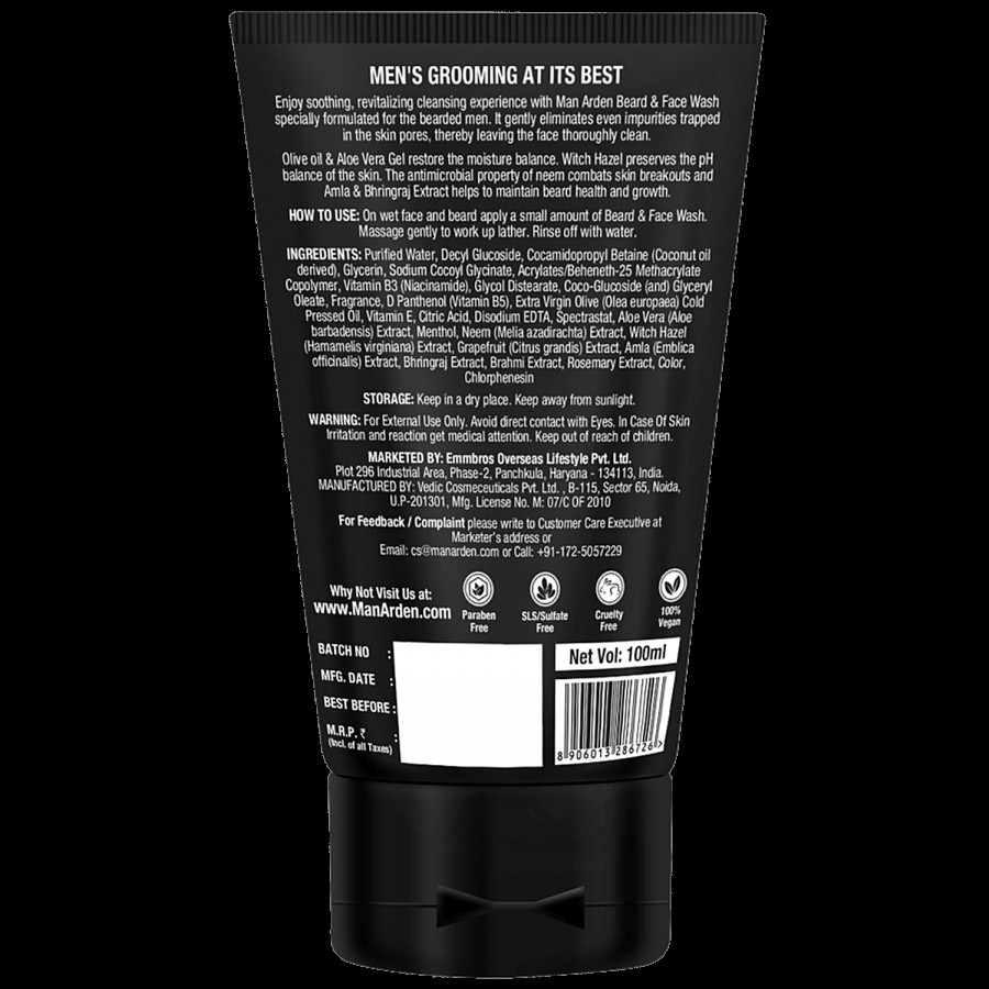 Man Arden Beard & Face Wash - No SLS