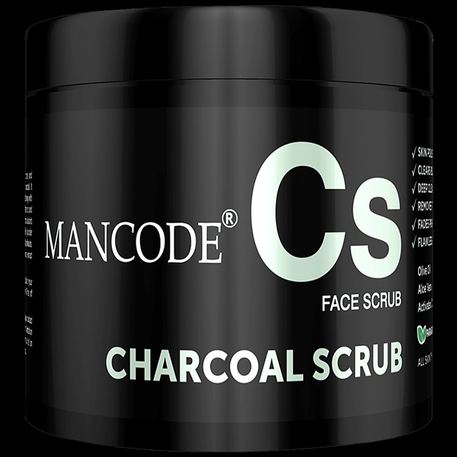 Mancode Charcoal Face Scrub - With Aloe Vera