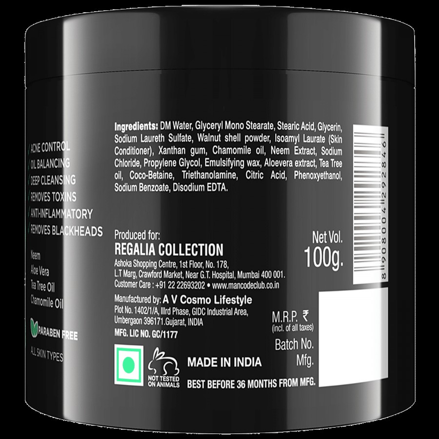 Mancode Tea Tree Face Scrub - Acne Control