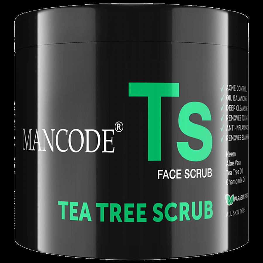 Mancode Tea Tree Face Scrub - Acne Control