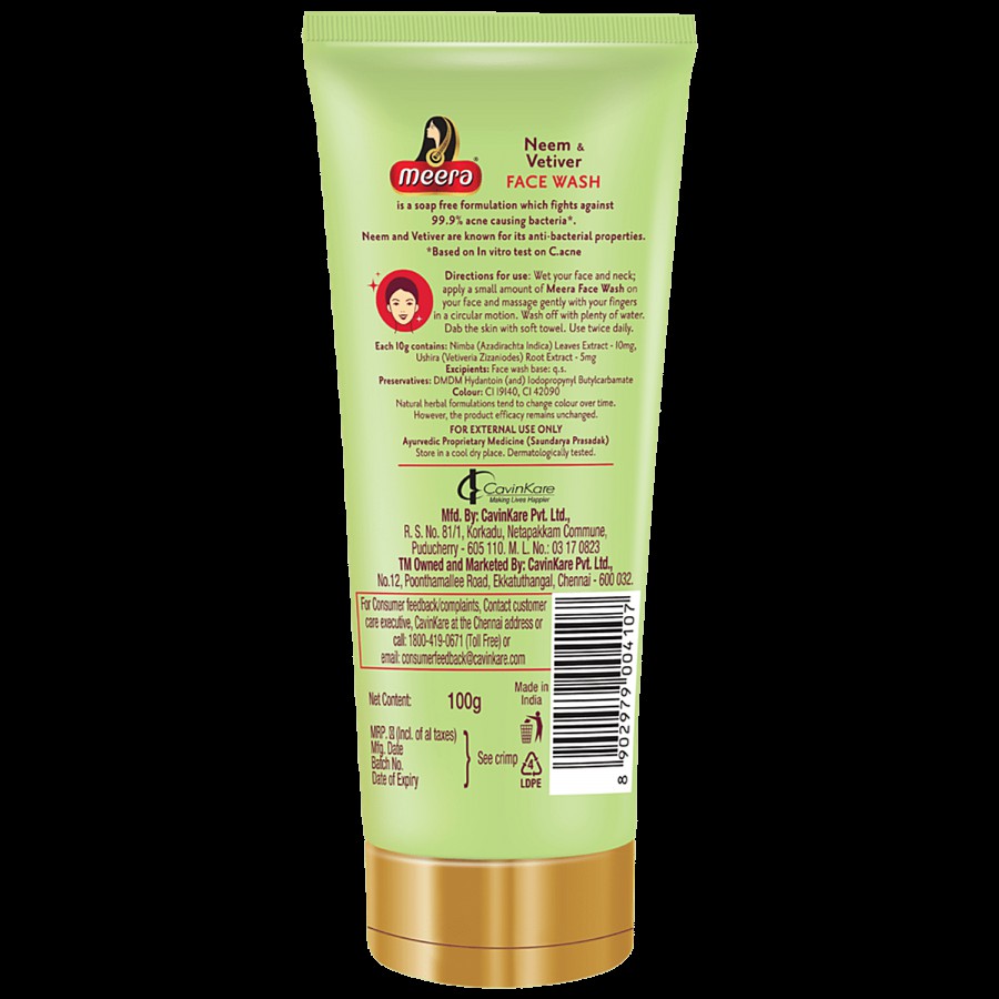 Meera Neem & Vetiver Face Wash - For Clear & Moisturised Skin