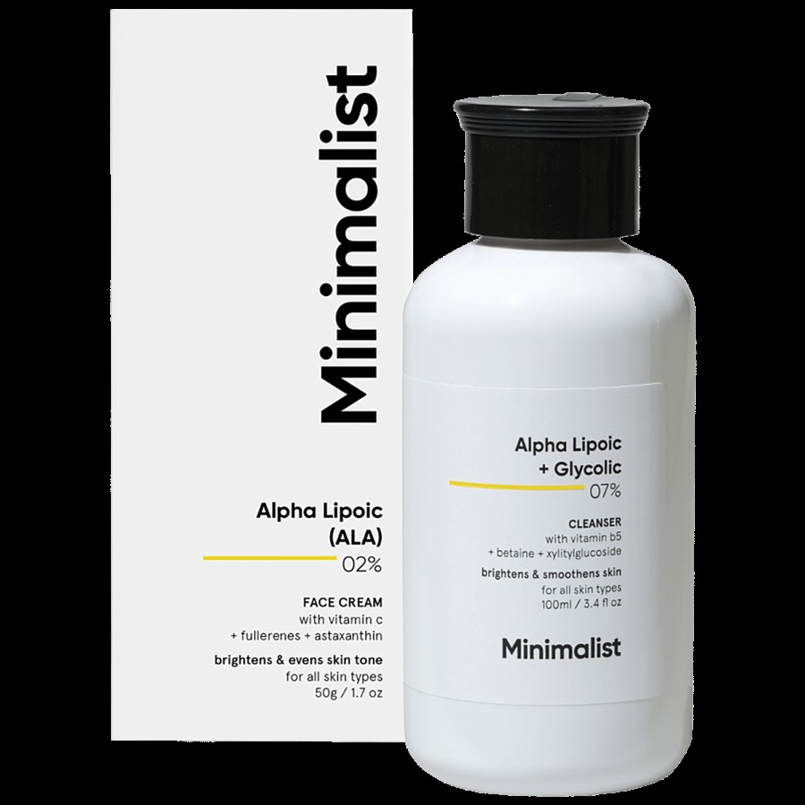 Minimalist 7% Alpha Lipoic & Glycolic Cleanser With Vitamin B5 - Brightens & Smoothens Skin