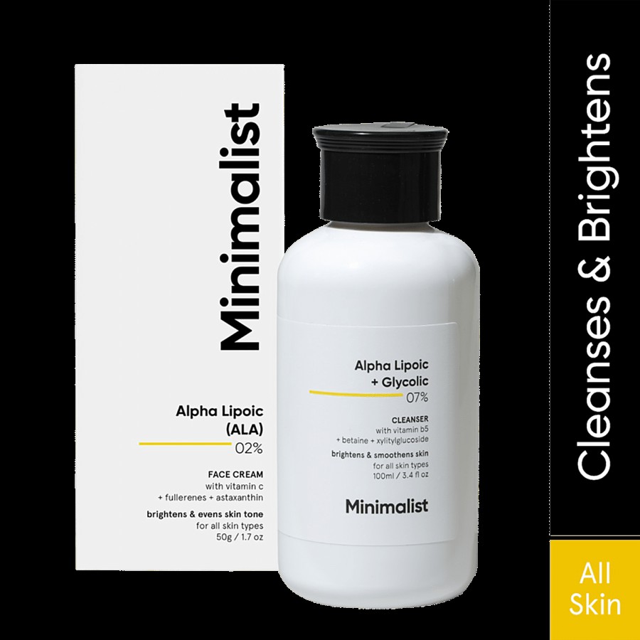 Minimalist 7% Alpha Lipoic & Glycolic Cleanser With Vitamin B5 - Brightens & Smoothens Skin