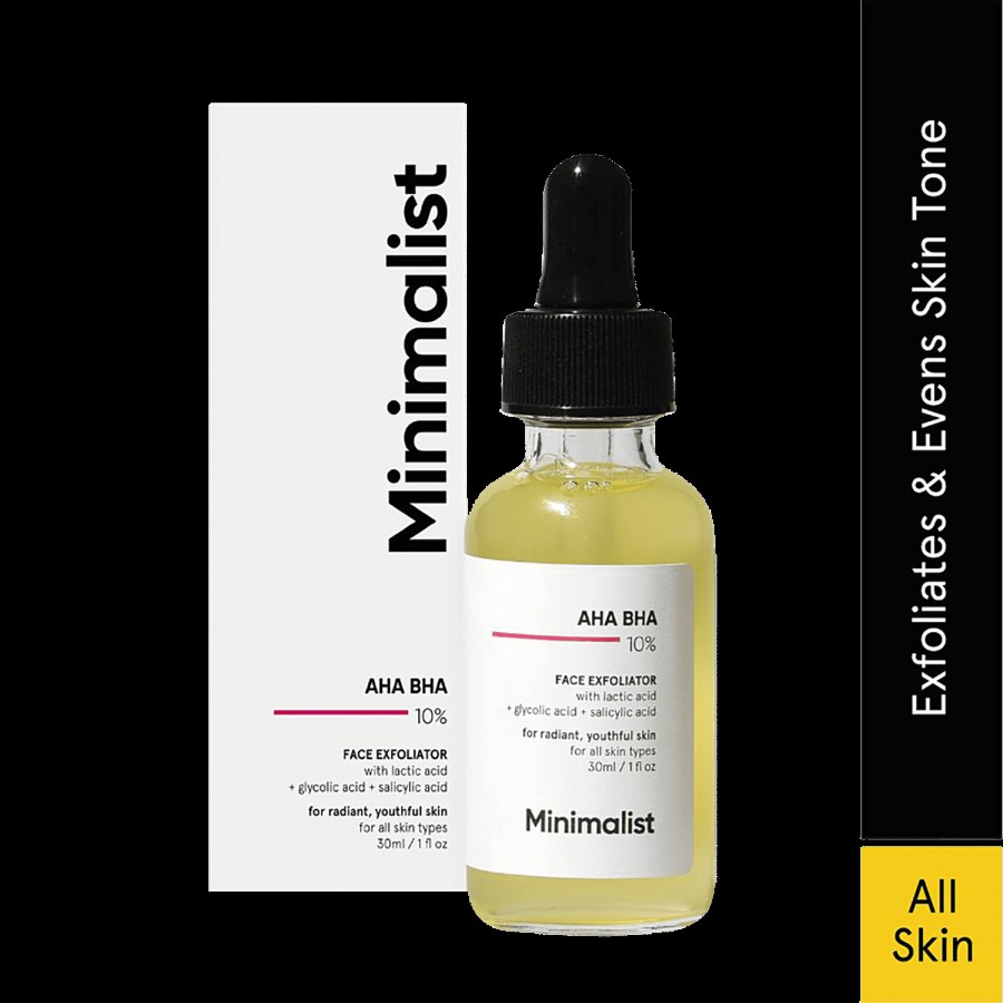 Minimalist Lactic Acid 10% + HA 1% Face Serum - Exfoliates & Hydrates Skin