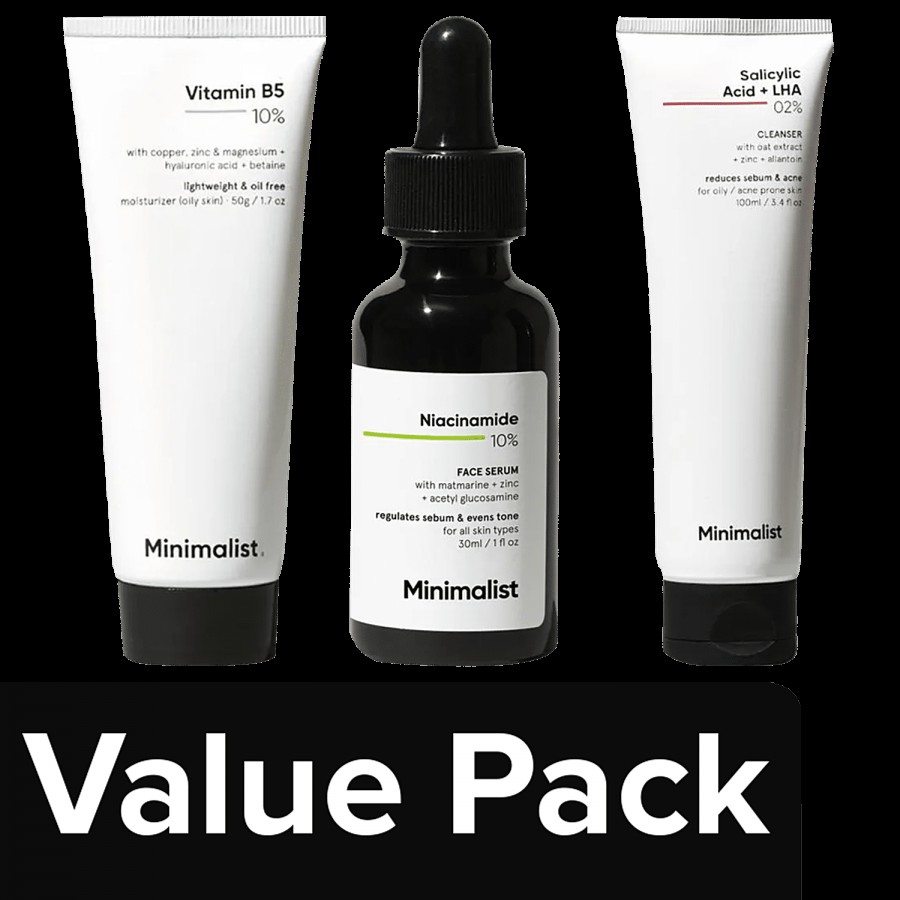 Minimalist Salicylic Acid+LHA 2% Cleanser+Niacinamide 10% Serum+Vitamin B5 10% Moisturizer