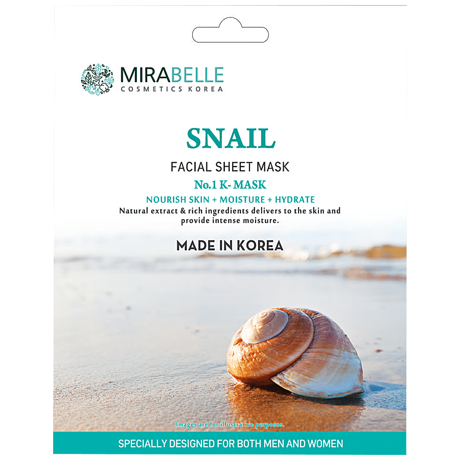 Mirabelle Cosmetics Korea Snail Facial Sheet Mask - Nourishes