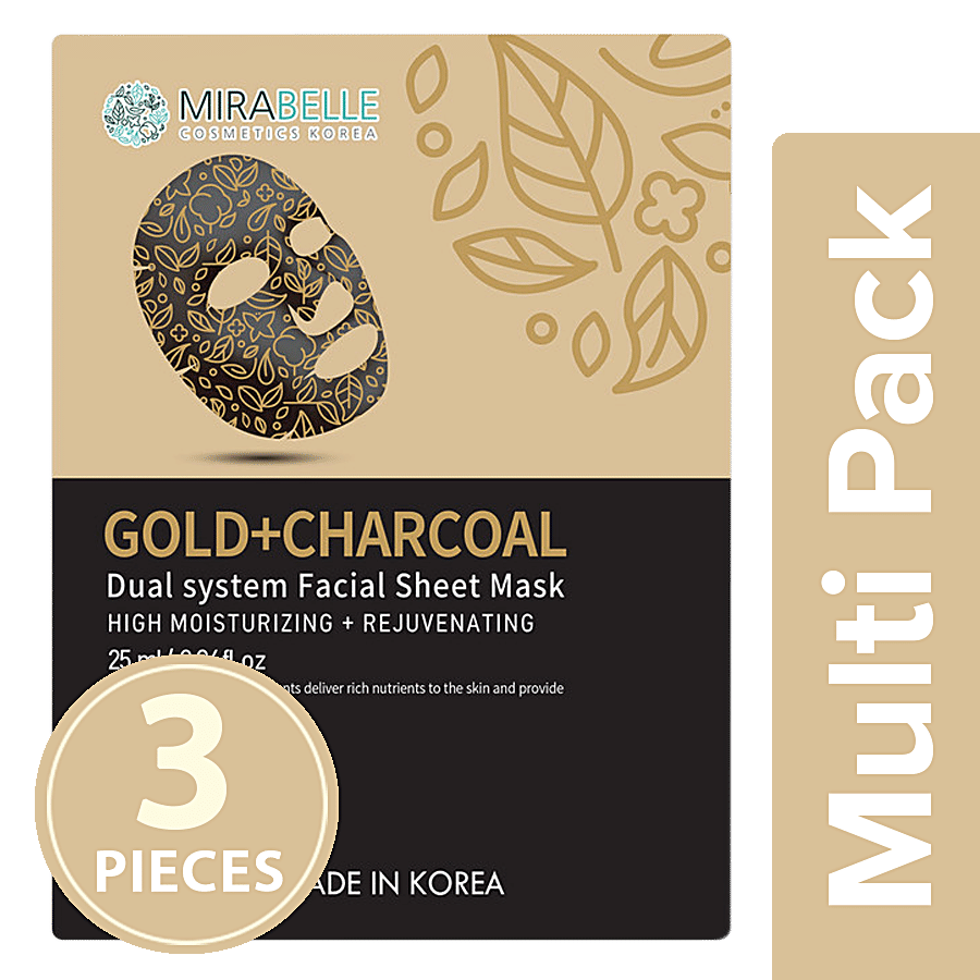 Mirabelle Gold + Charcoal Dual System Facial Sheet Mask