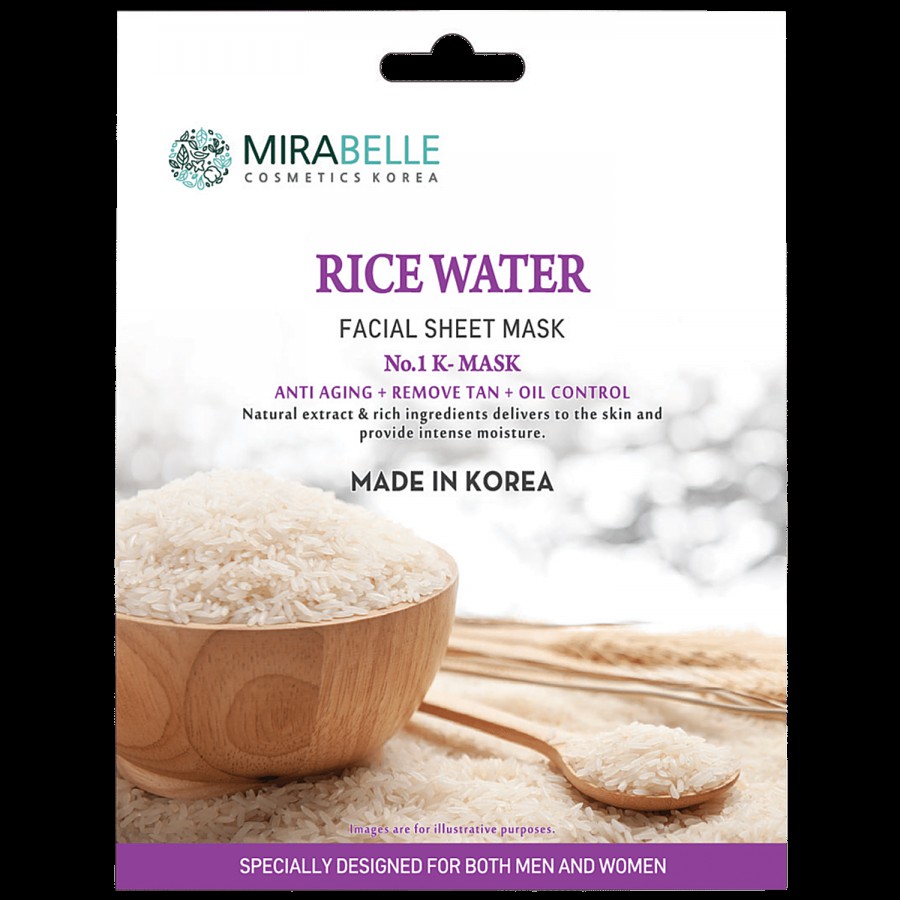 Mirabelle Cosmetics Korea Rice Water Facial Sheet Mask - Anti-Ageing