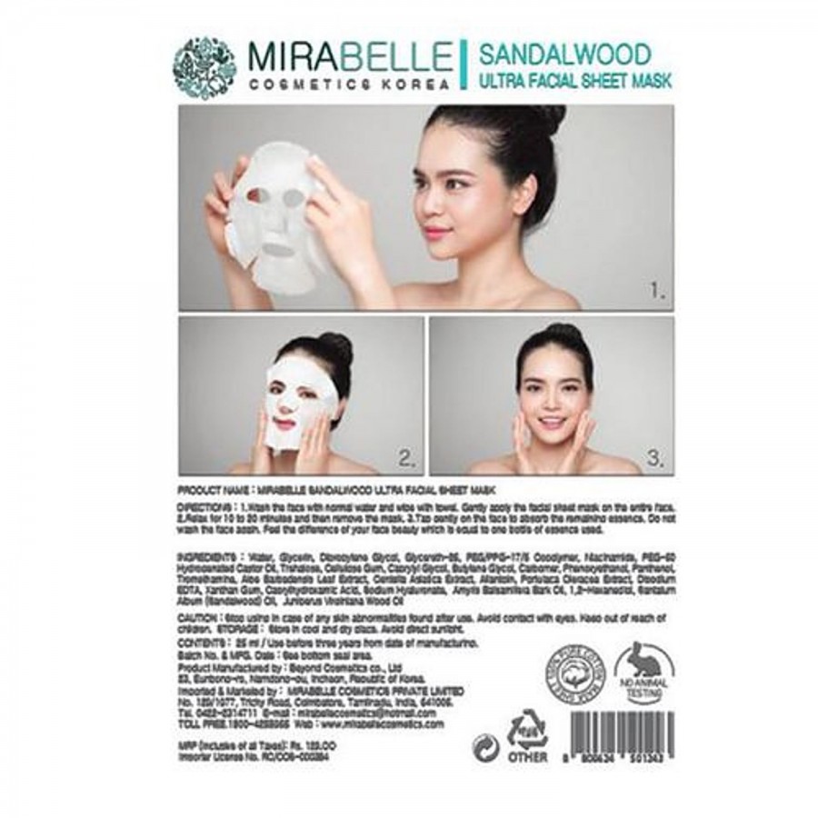 Mirabelle Sandalwood Ultra Facial Sheet Mask