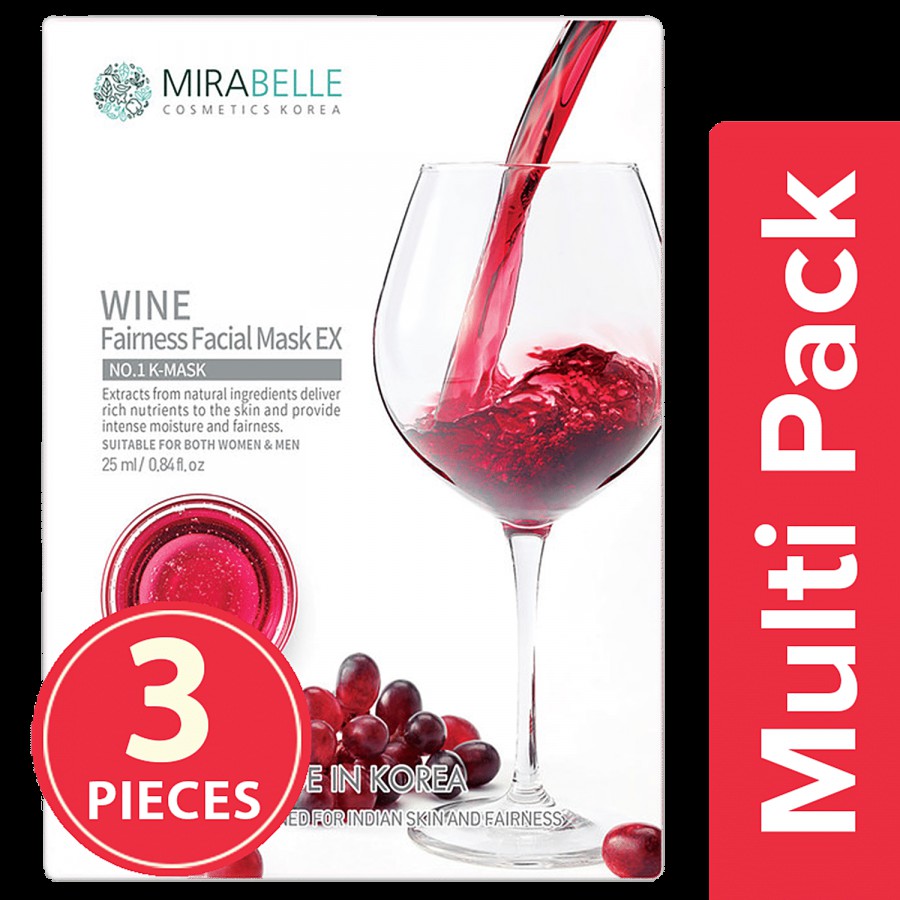 Mirabelle Wine Fairness Facial Sheet Mask EX