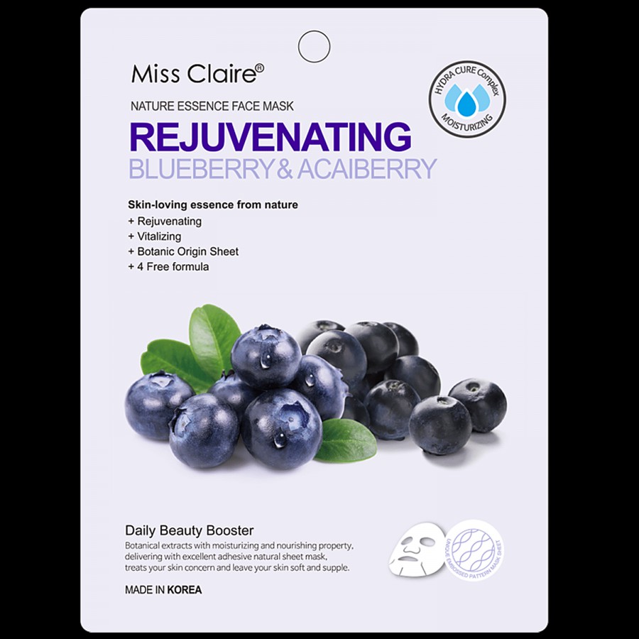 Miss Claire Nature Essence Face Mask - Blue Berry & Acai Berry