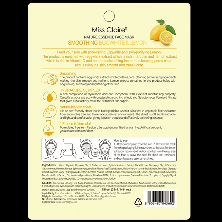 Miss Claire Nature Essence Face Mask - Eggwhite Lemon