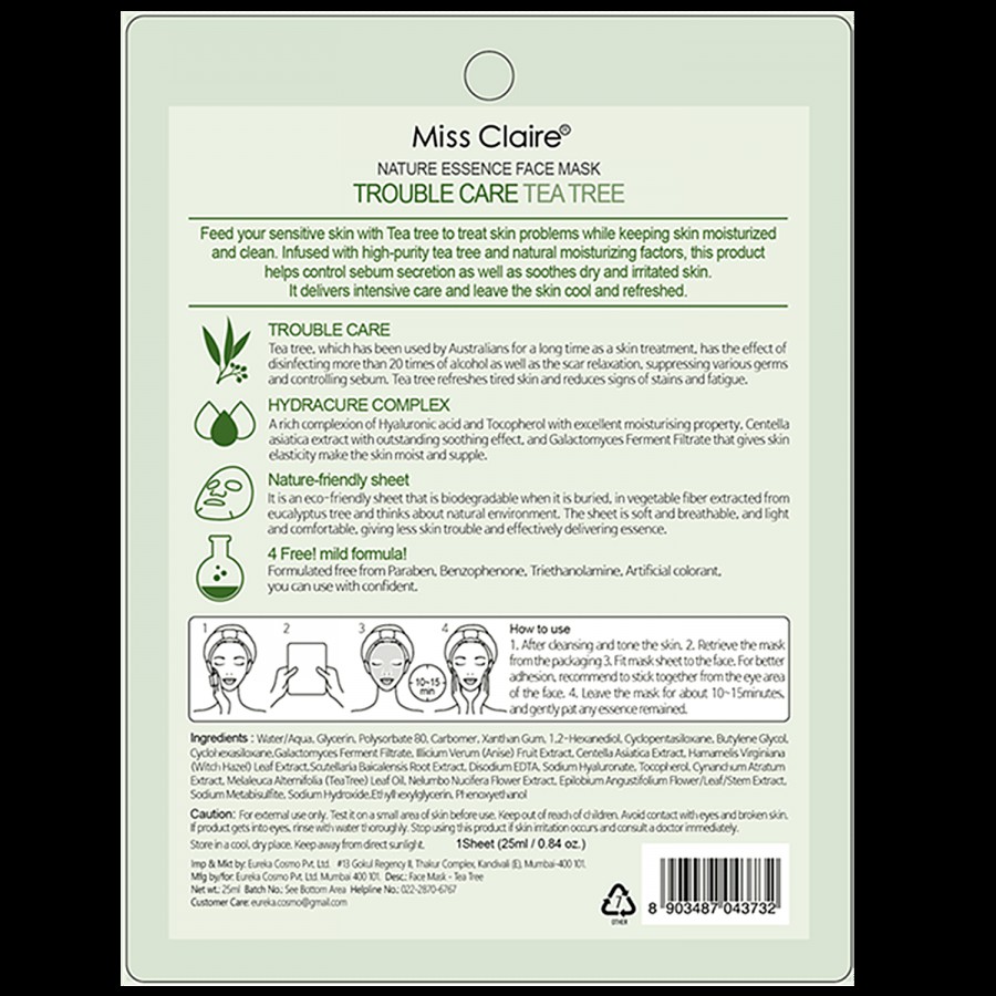 Miss Claire Nature Essence Face Mask - Tea Tree