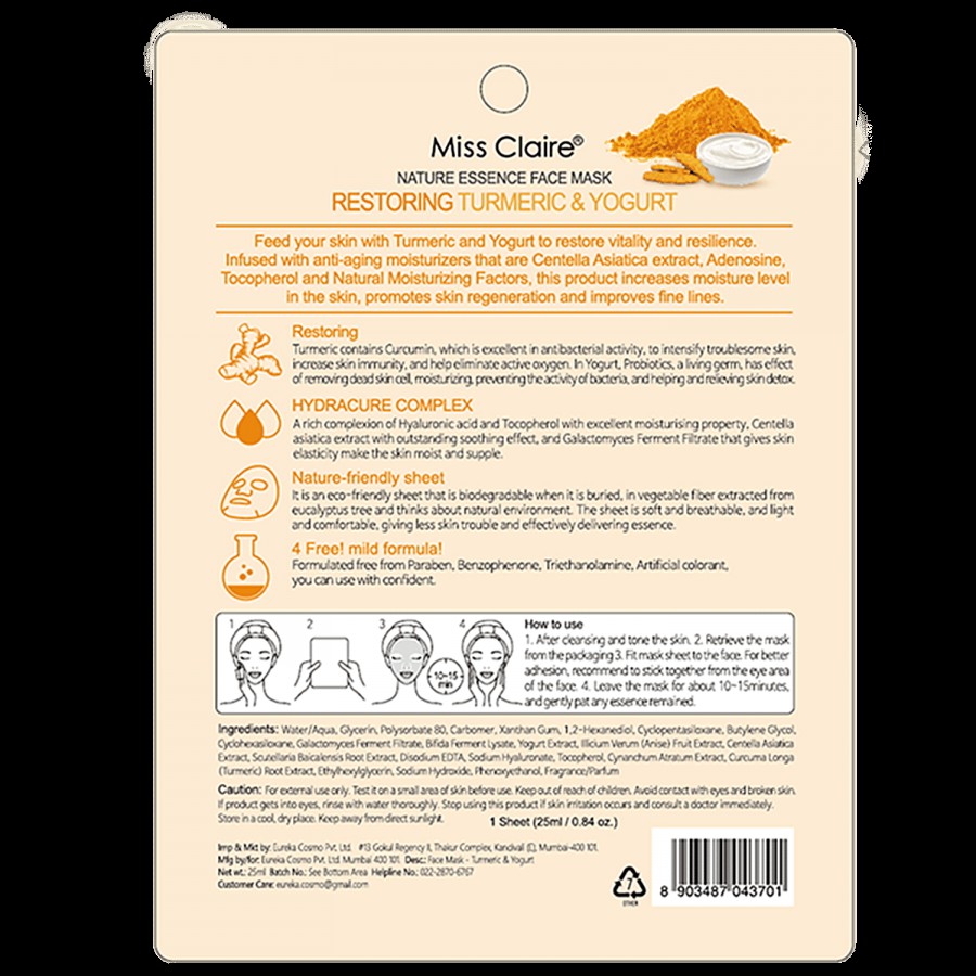 Miss Claire Nature Essence Face Mask - Turmeric & Yogurt