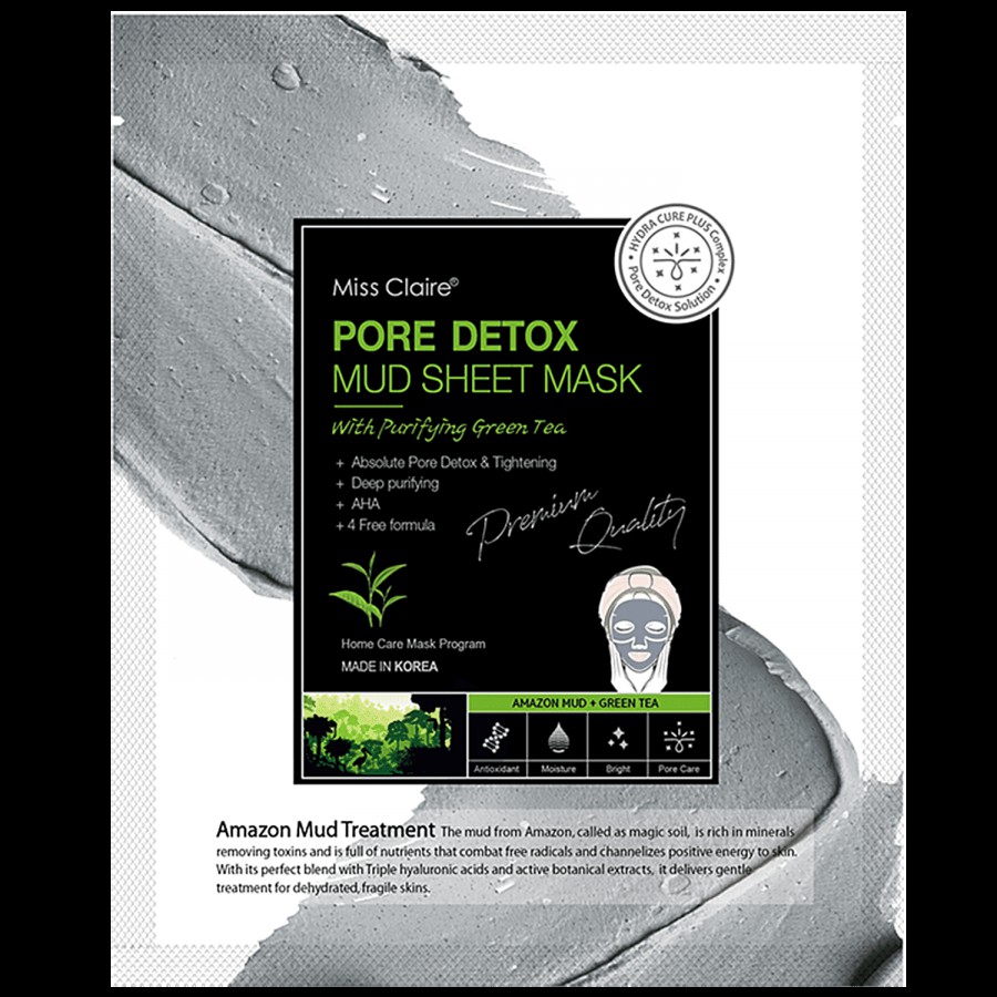 Miss Claire Pore Detox Mud Sheet Mask With Purifying Green Tea